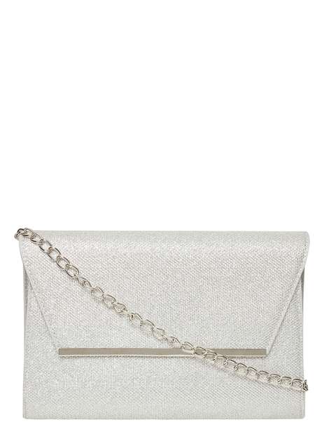 Silver Glitter Chain Clutch Bag